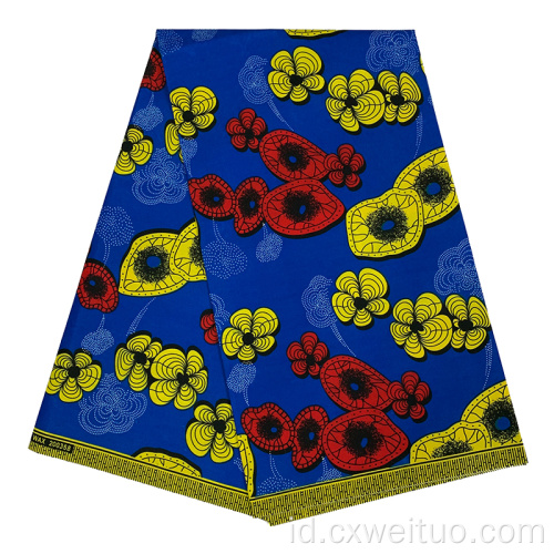 Kain Afrika Lilin Polyester Cetak 100% Berkual Tinggi